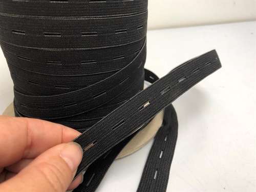 Knaphul elastik - sort 16 mm